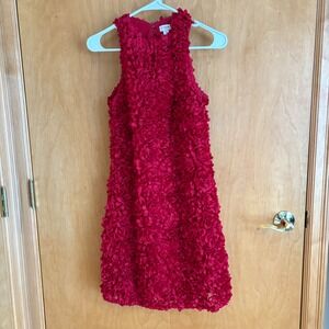 J.Crew Red Floral Rosette‎ Dress Sleeveless Party Cocktail Size 0